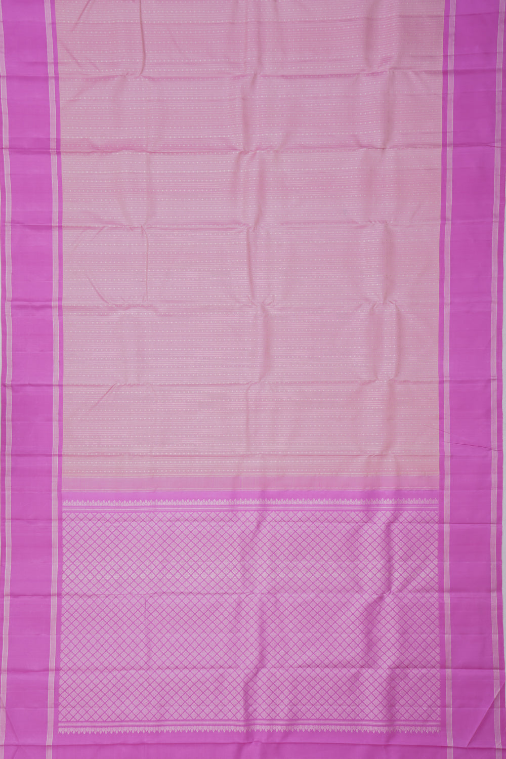 Kanchipuram Silk Lines Pink Saree Rettai Border