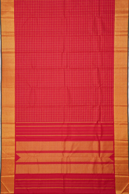 Kanchipuram Silk Checks Red Saree