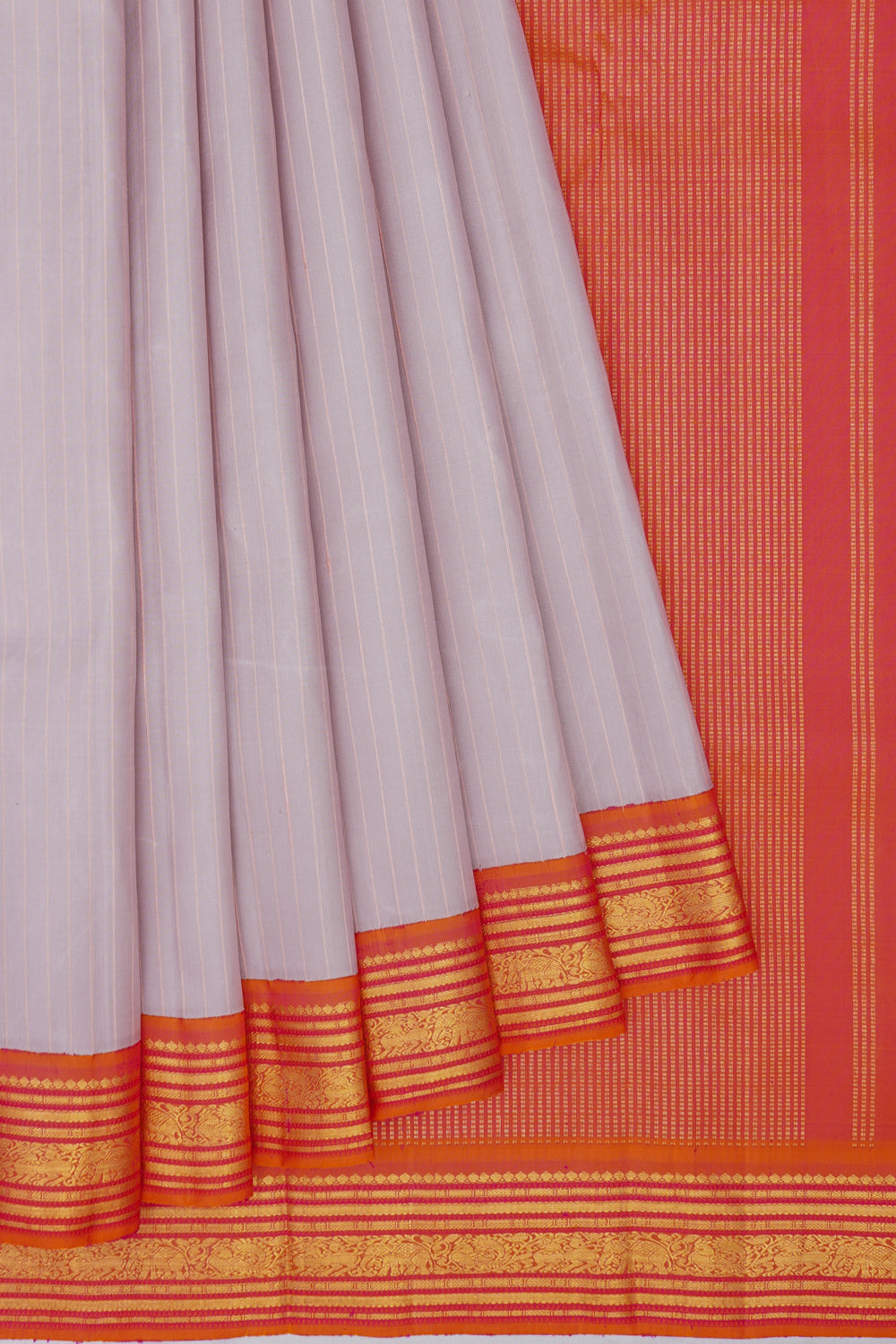 Kanchipuram Silk Lines Lavender Saree