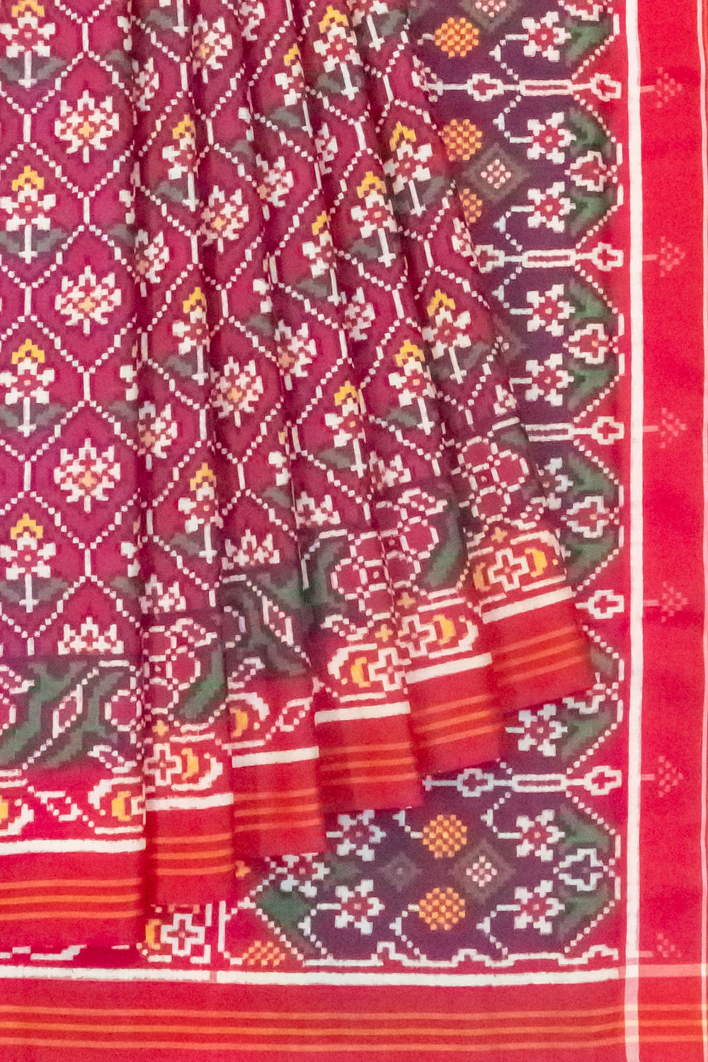 Patan Patola Silk Double Ikat Pink Saree