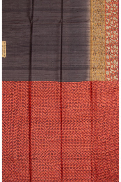 Matka Silk Hand Painted Purple Saree With Kantha Work