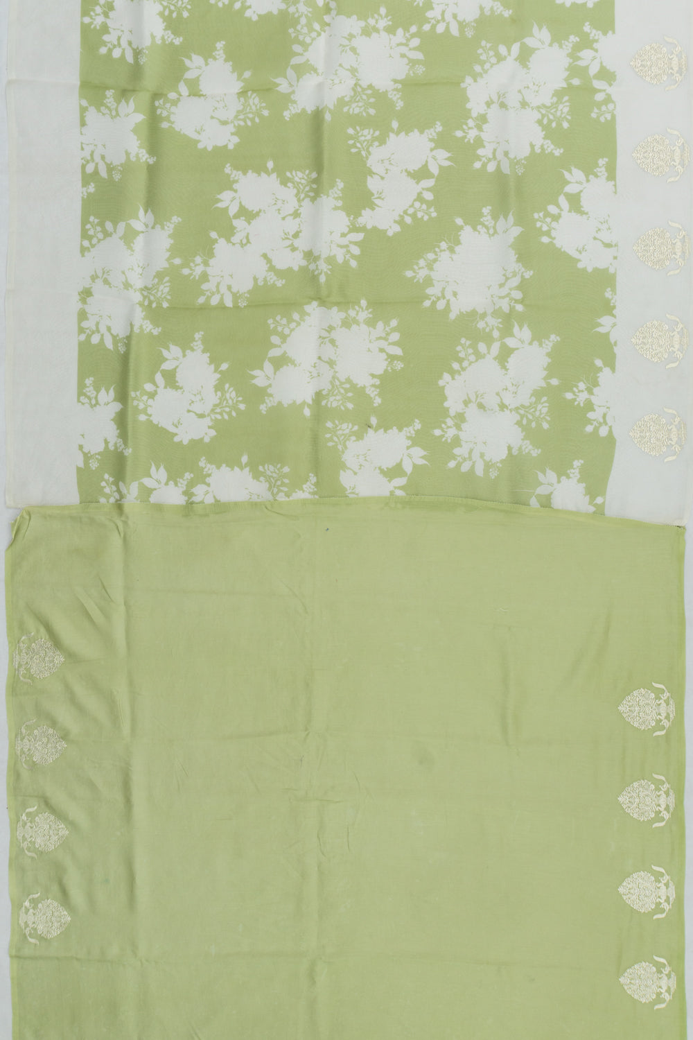 Organza Floral Printed Green Saree