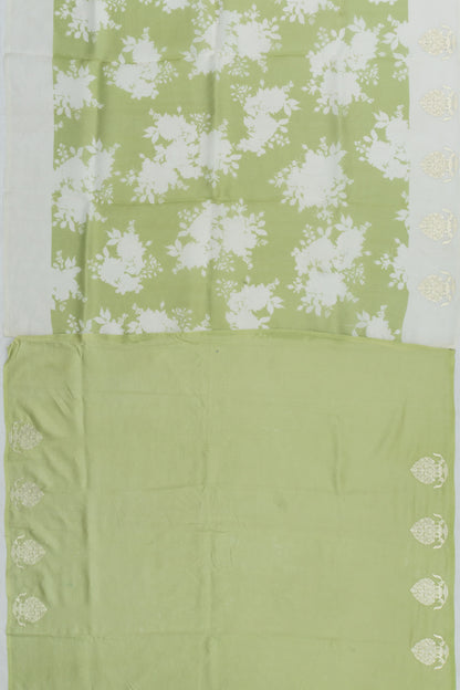 Organza Floral Printed Green Saree