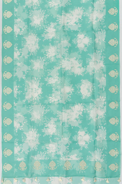 Organza Floral Printed Sea Green Saree