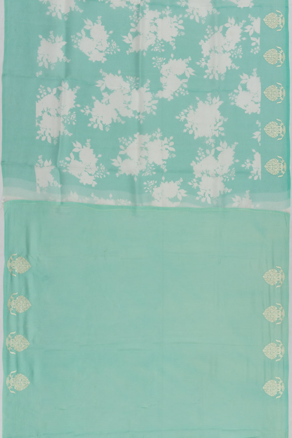 Organza Floral Printed Sea Green Saree