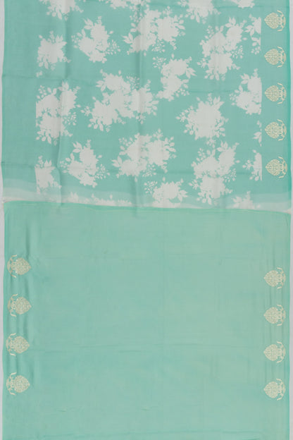 Organza Floral Printed Sea Green Saree