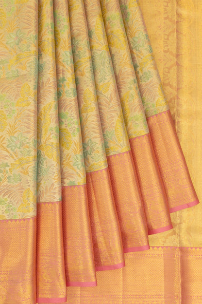 Kanchipuram Silk Tissue Brocade Gold Saree