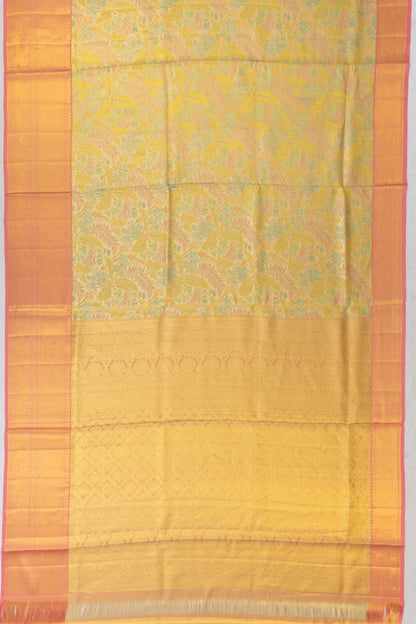 Kanchipuram Silk Tissue Brocade Gold Saree