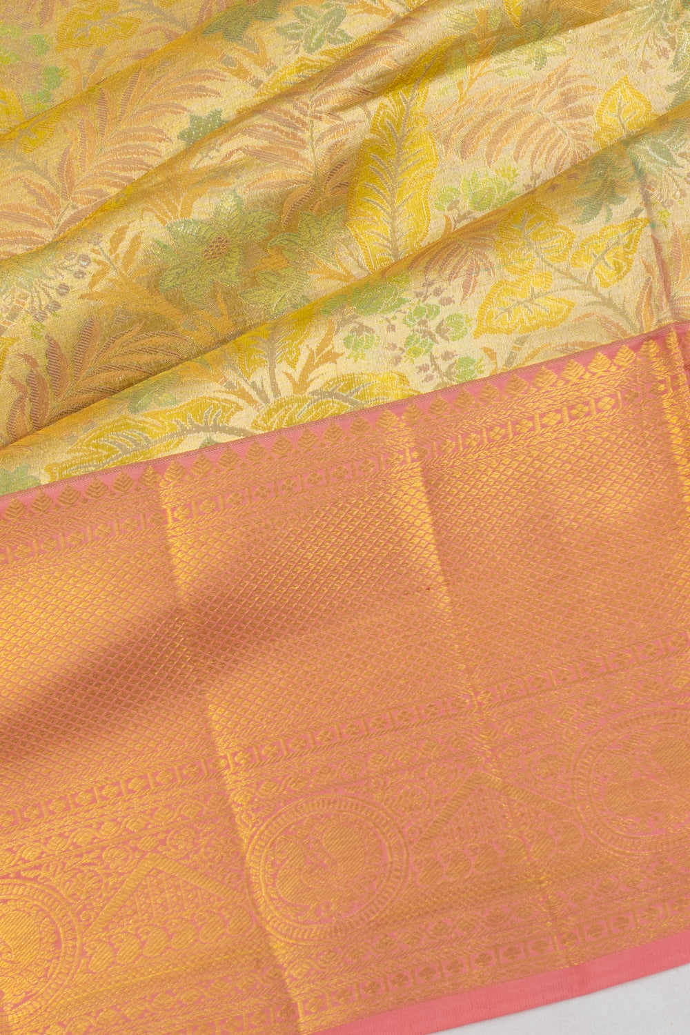 Kanchipuram Silk Tissue Brocade Gold Saree