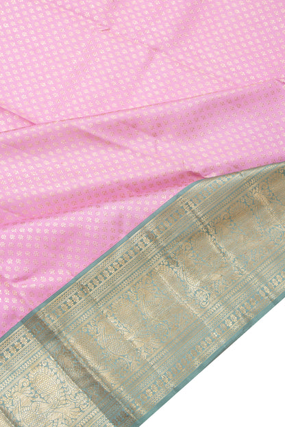 Kanchipuram Silk Brocade Baby Pink Saree