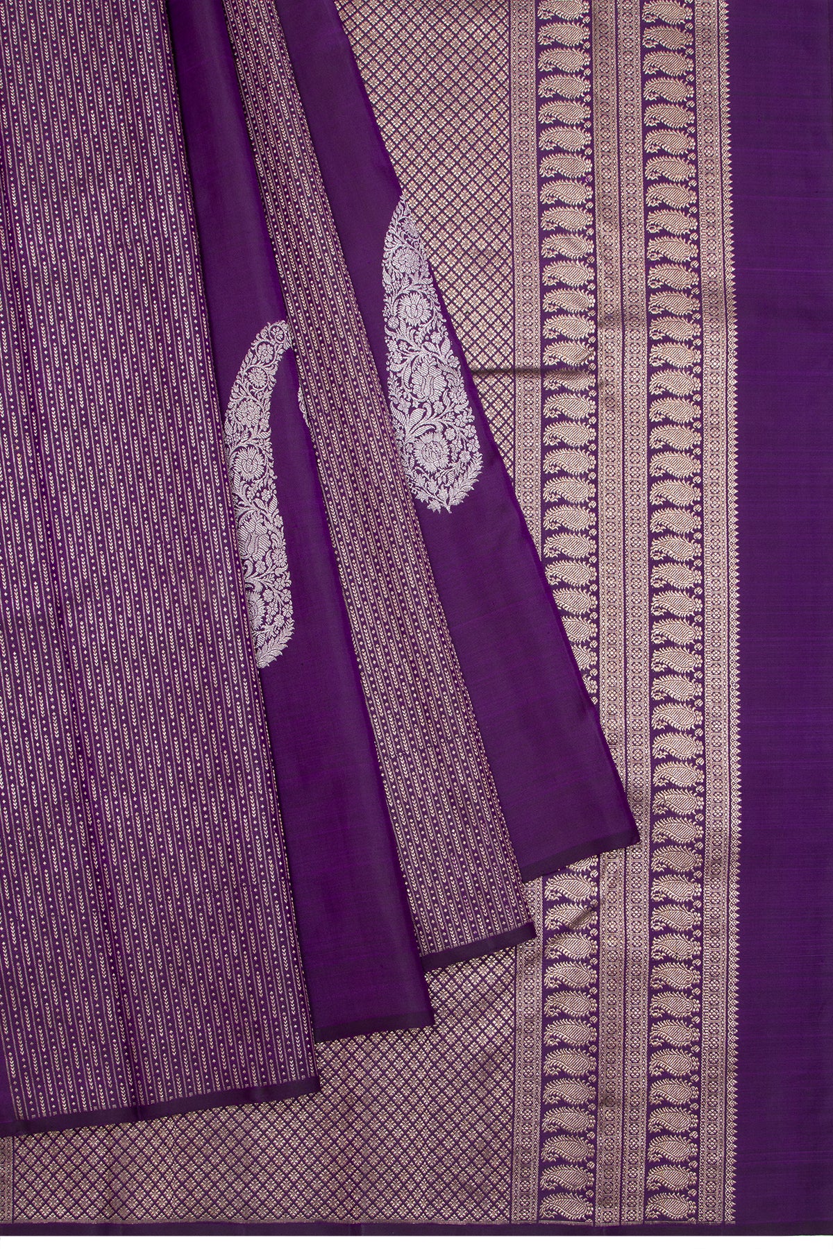 Antique Zari Kanchipuram Silk Brocade Violet Saree