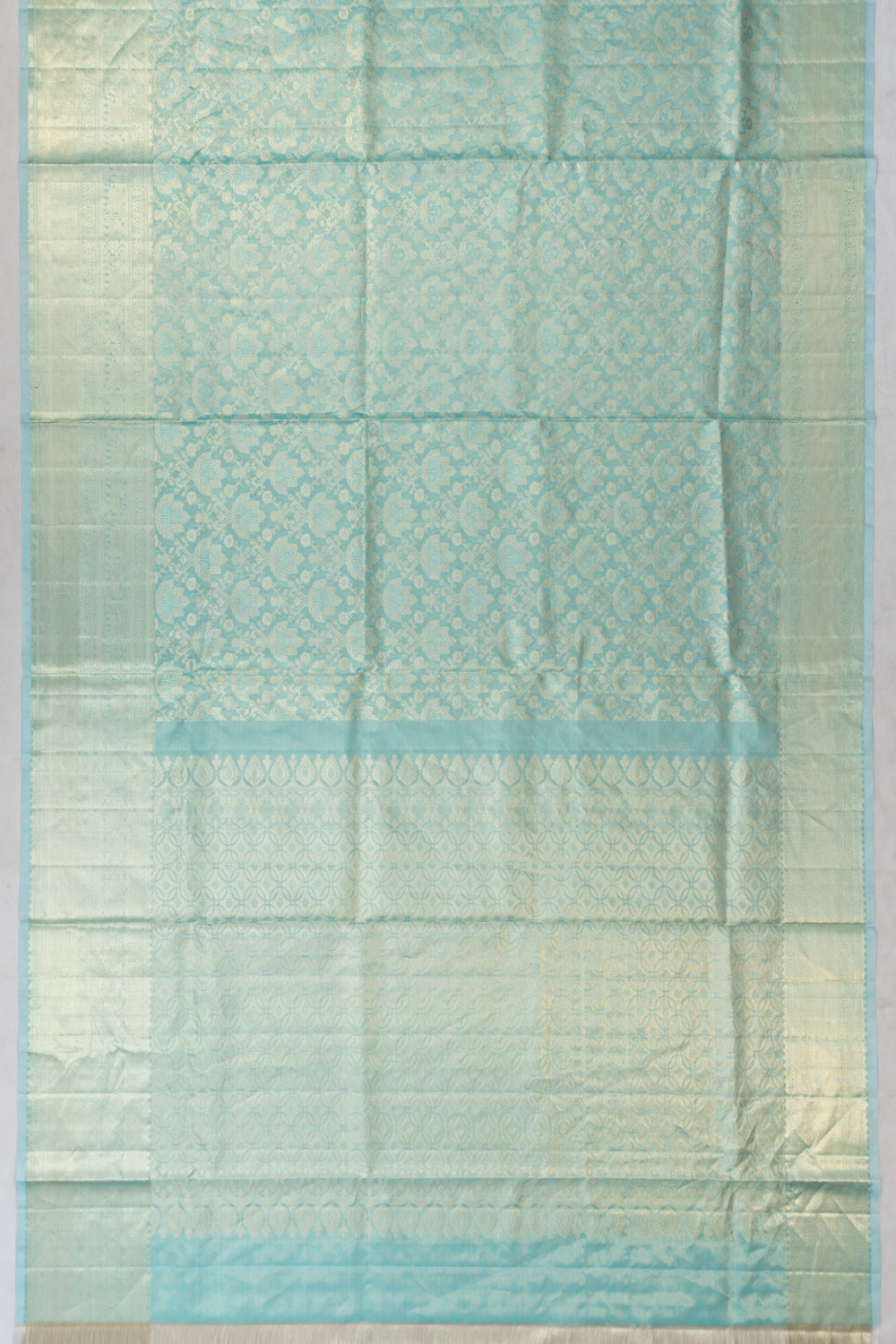 Kanchipuram Silk Tissue Brocade Sky Blue Saree