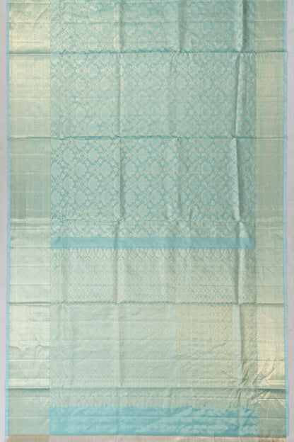 Kanchipuram Silk Tissue Brocade Sky Blue Saree