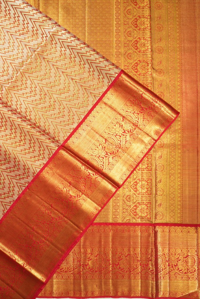 Kanchipuram Silk Tissue Brocade Gold Saree