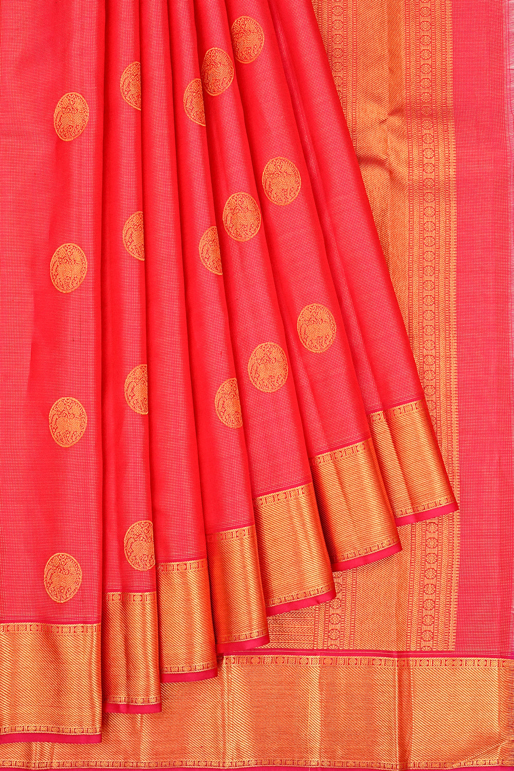 Kanchipuram Silk Brocade And Butta Pink Saree