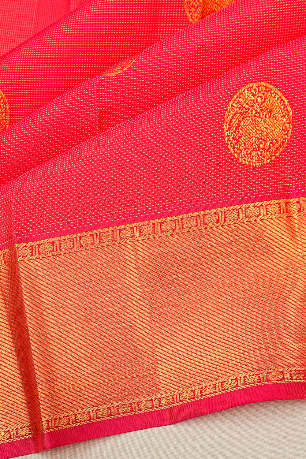 Kanchipuram Silk Brocade And Butta Pink Saree