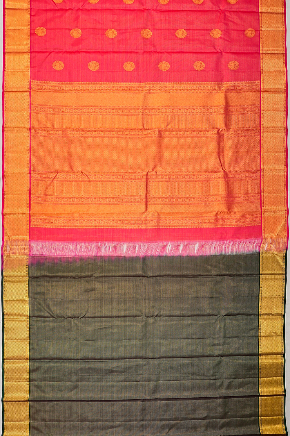 Kanchipuram Silk Brocade And Butta Pink Saree