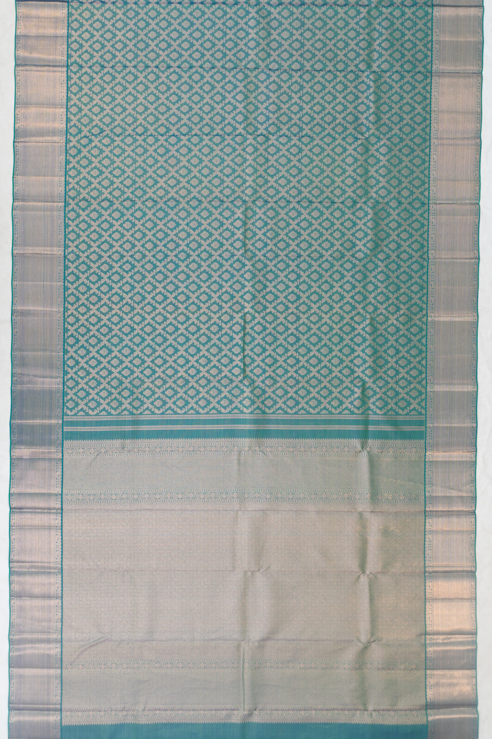 Kanchipuram Silk Brocade Teal Blue Saree