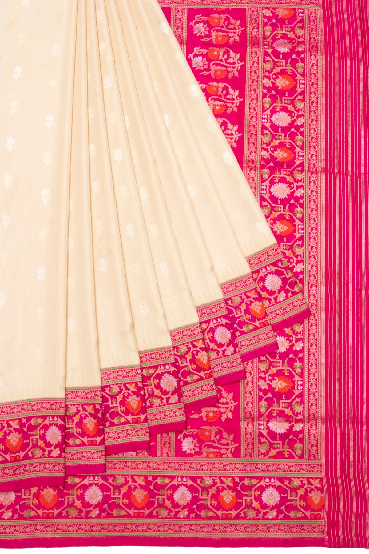 Banarasi Silk Butta Cream Saree