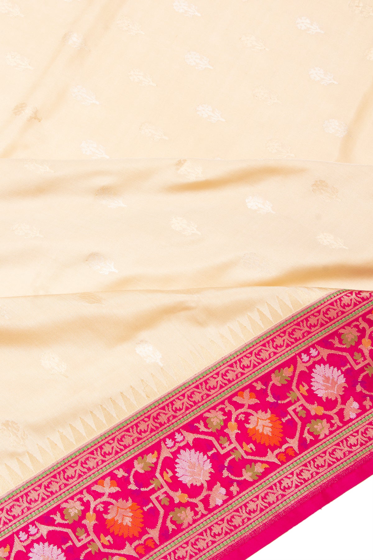 Banarasi Silk Butta Cream Saree