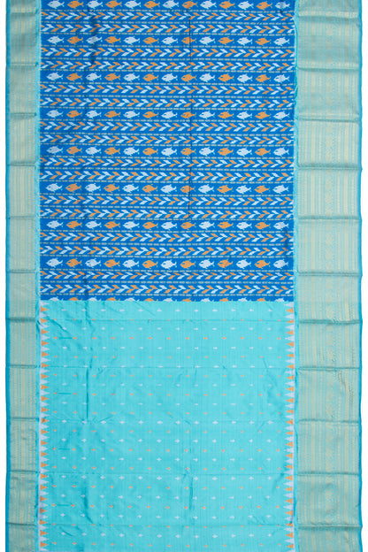 Kanchipuram Silk Ikat Royal Blue Saree