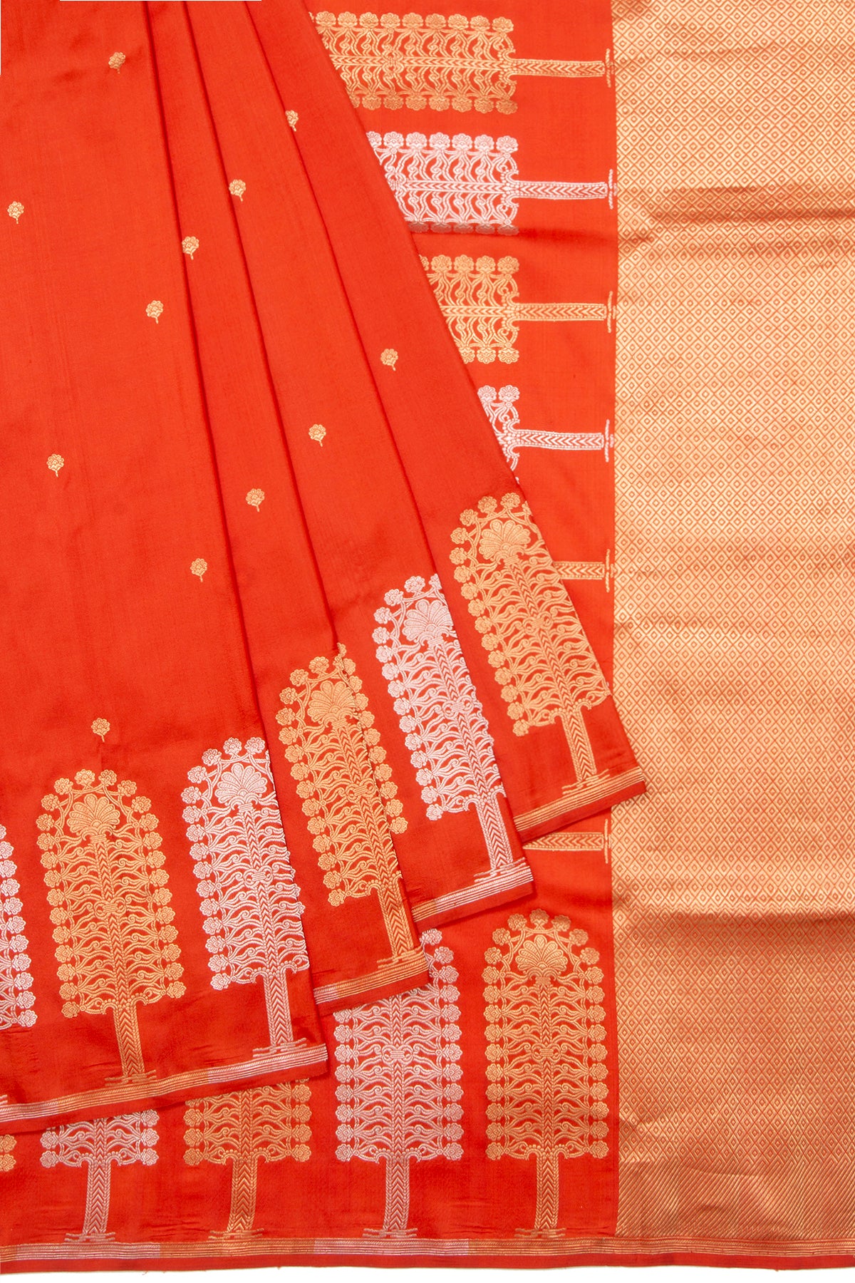 Banarasi Silk Butta Orange Saree