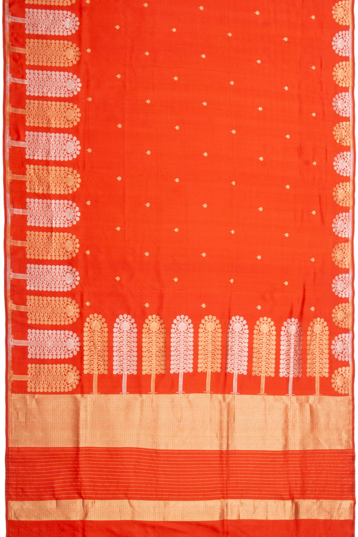 Banarasi Silk Butta Orange Saree