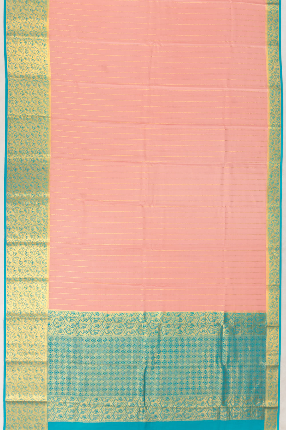 Mysore Silk Vertical Lines Peach Saree