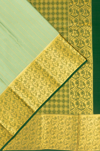 Mysore Silk Vertical Lines Pastel Green Saree