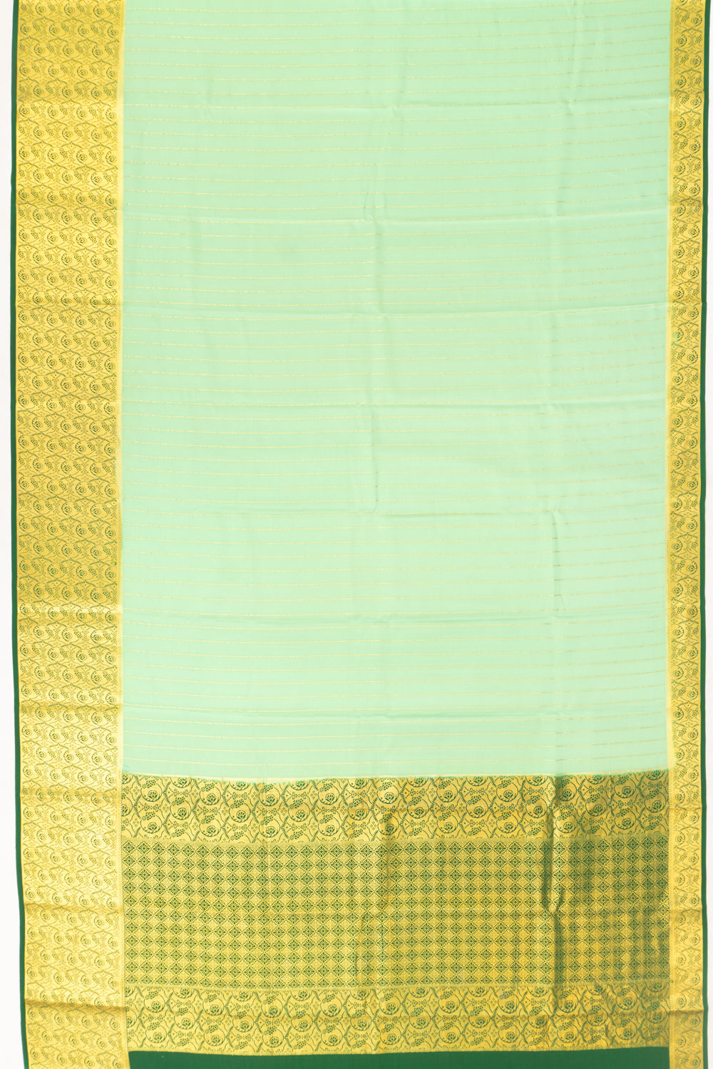 Mysore Silk Vertical Lines Pastel Green Saree