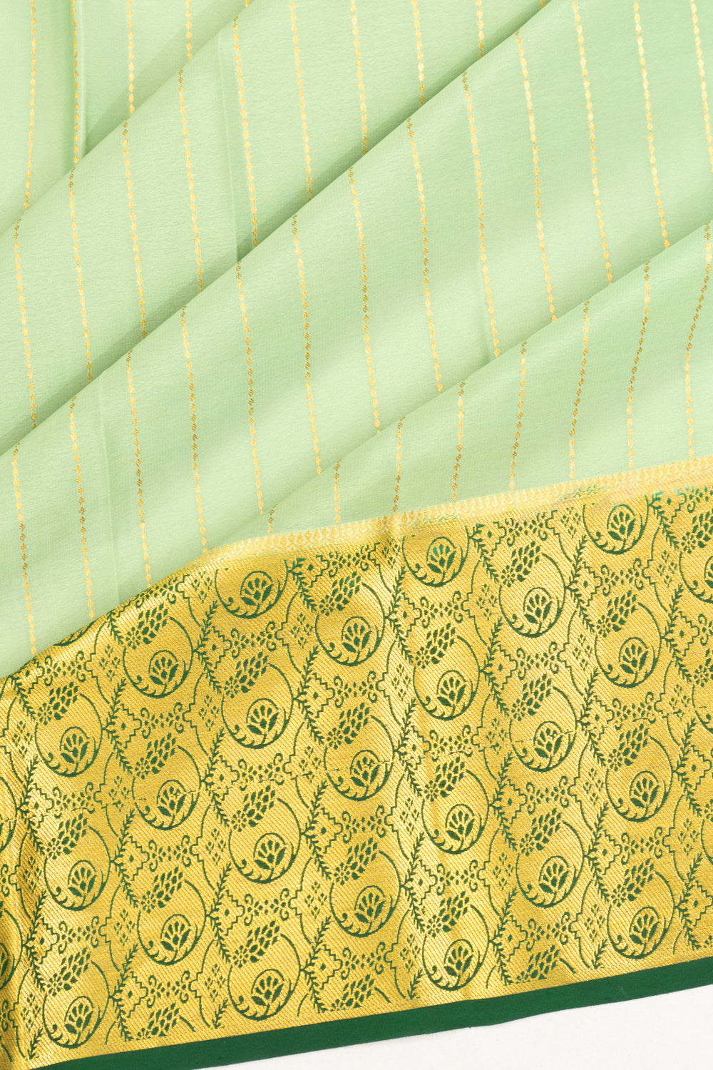 Mysore Silk Vertical Lines Pastel Green Saree