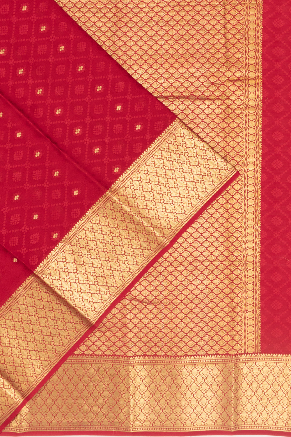 Mysore Silk Jacquard And Butta Red Saree