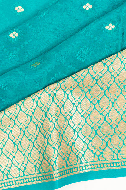 Mysore Silk Jacquard And Butta Blue Saree