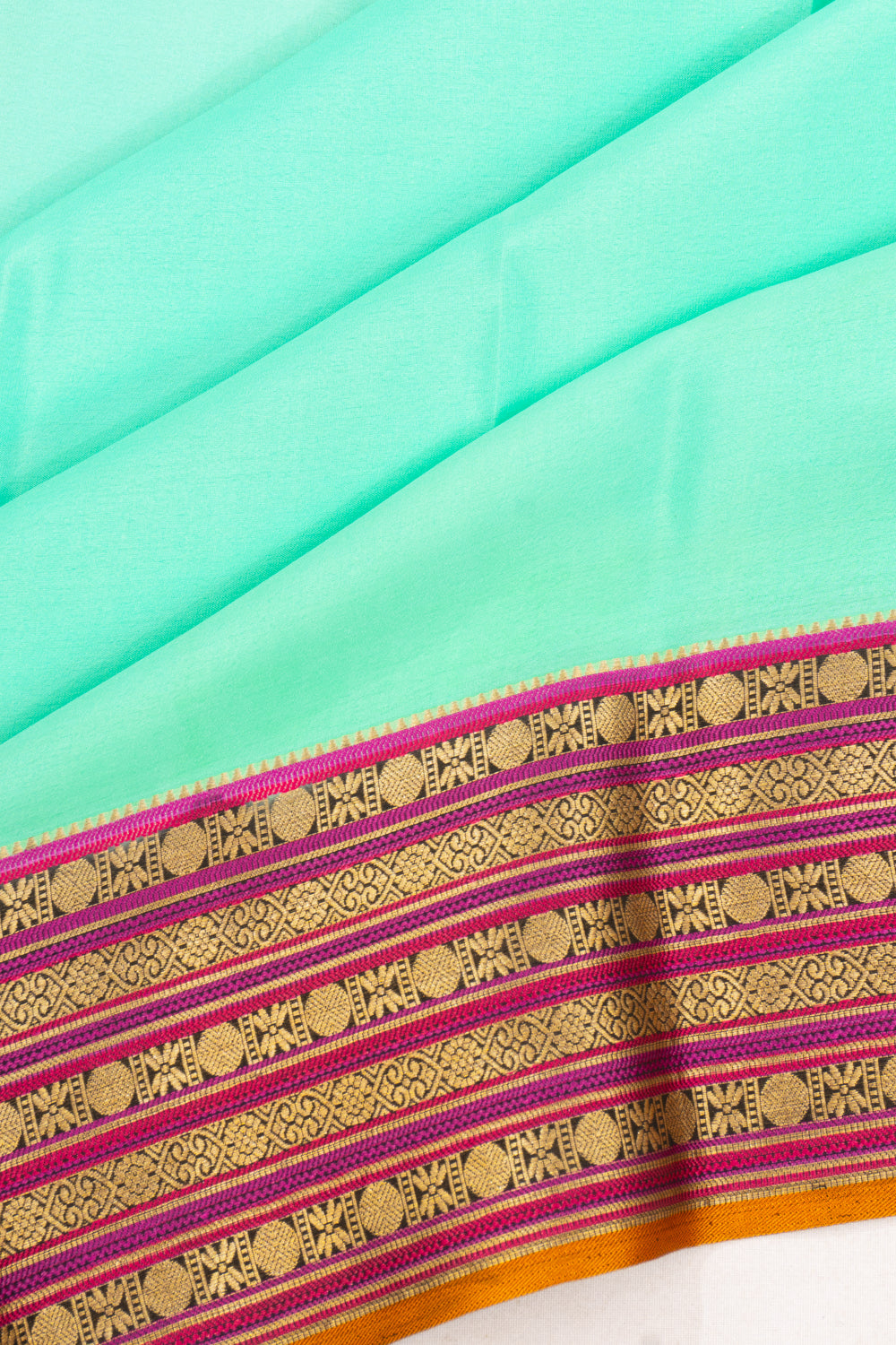 Mysore Silk Plain Sea Green Saree