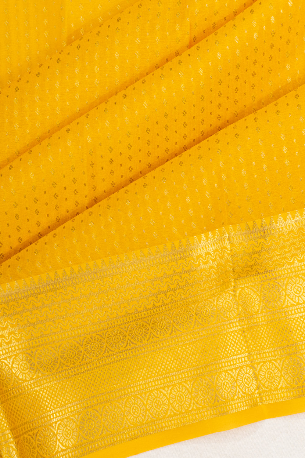 Mysore Silk Brocade Yellow Saree