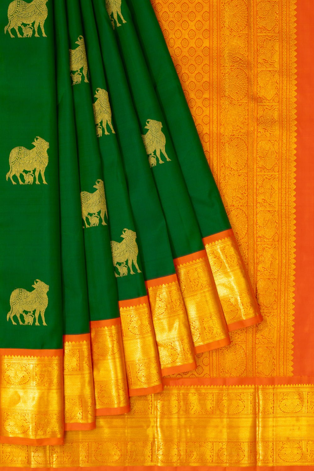 Classic Kanchipuram Silk Butta Dark Green Saree