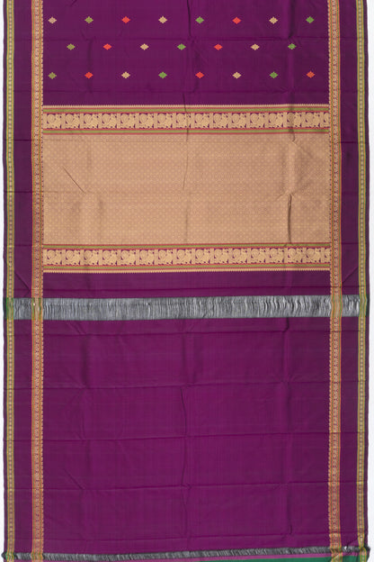 Classic Kanchipuram Silk Resham Butta Purple Saree With Rettai Pettu Border