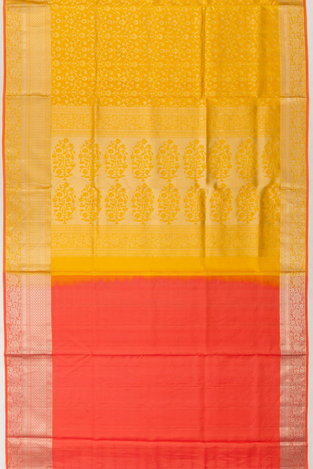 Coimbatore Soft Silk Jaal Mustard Yellow Saree