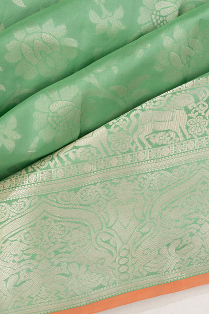 Coimbatore Soft Silk Jaal Mint Green Saree