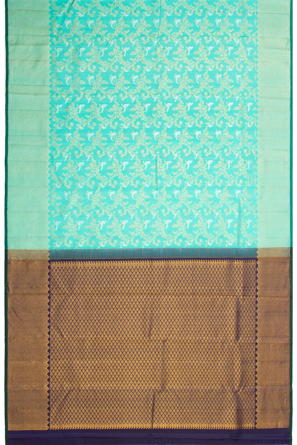 Kanchipuram Silk Jaal Sea Green Saree