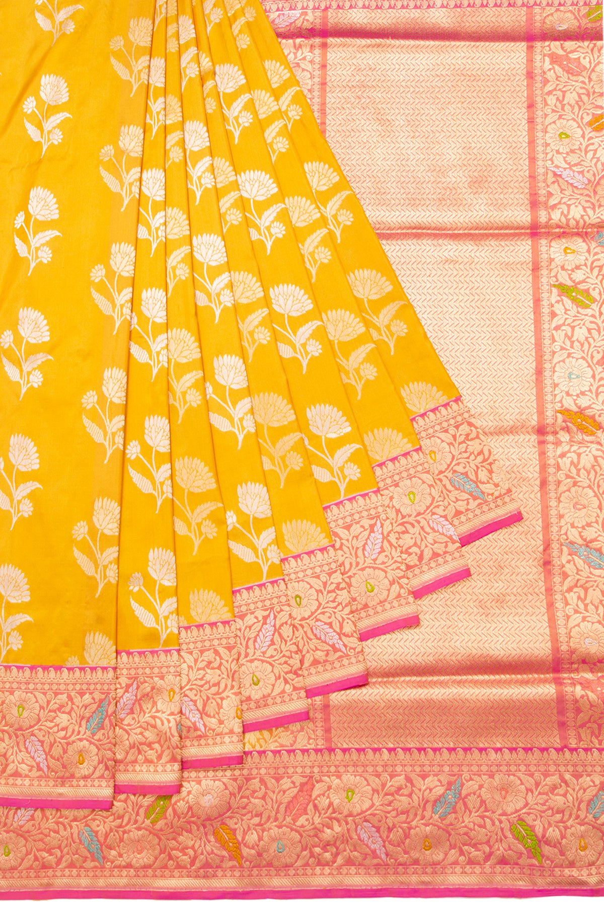 Banarasi Silk Butta Yellow Saree