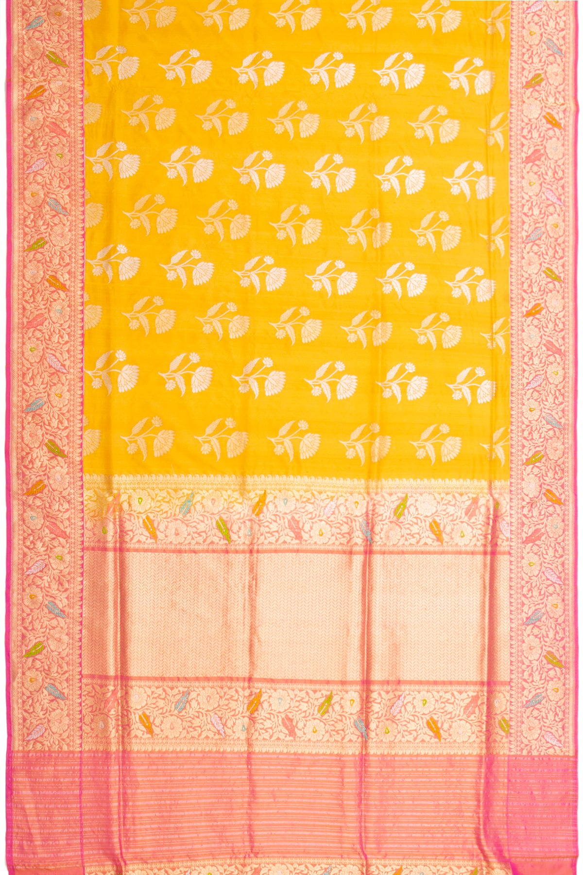 Banarasi Silk Butta Yellow Saree