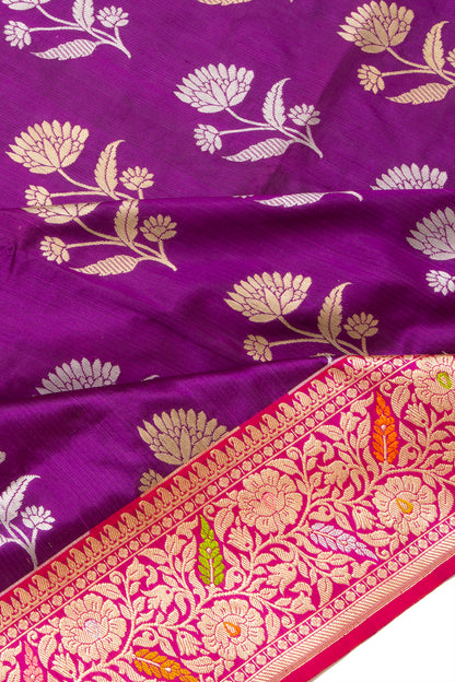 Banarasi Silk Butta Violet Saree