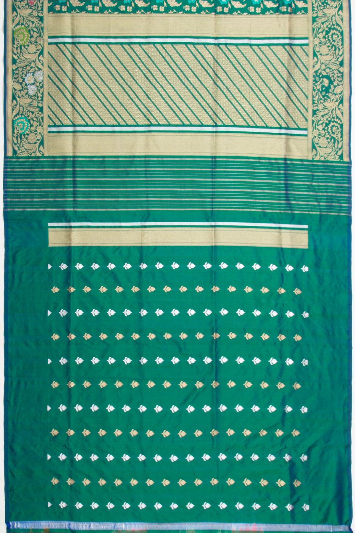 Banarasi Silk Jaal Teal Green Saree