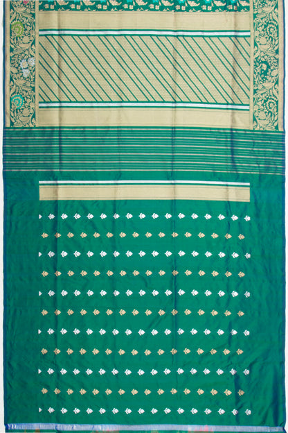 Banarasi Silk Jaal Teal Green Saree