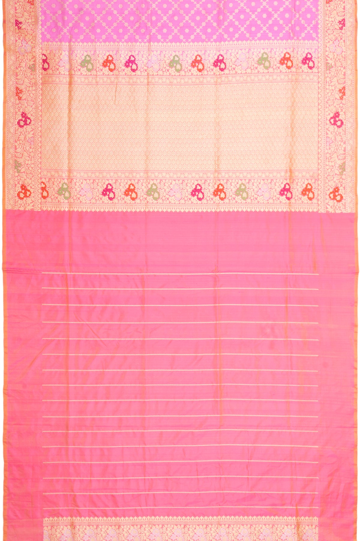 Banarasi Silk Criss Cross Checks And Butta Baby Pink Saree