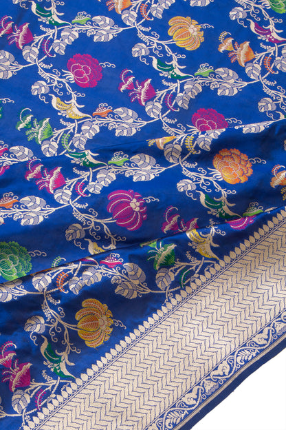 Thread Banarasi Silk Jaal Royal Blue Saree