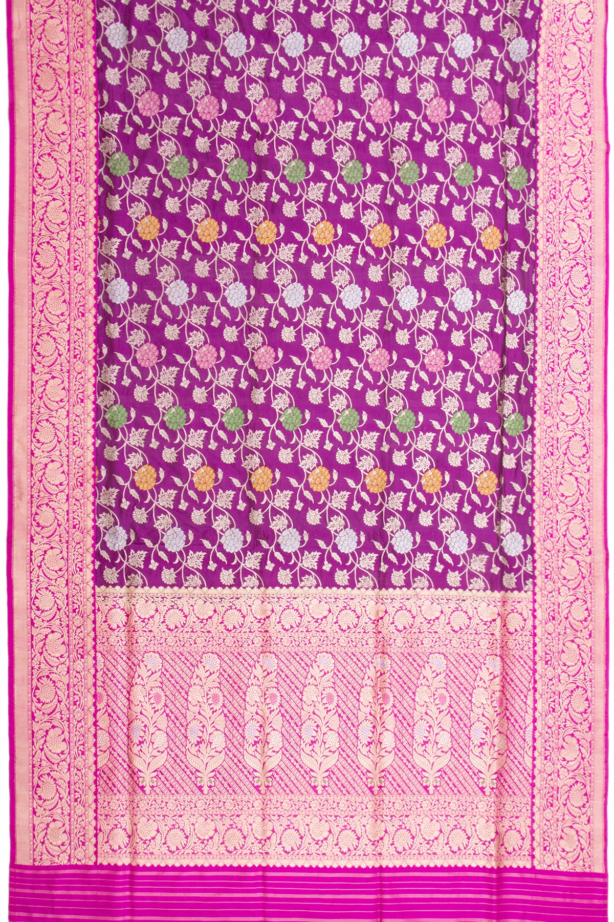 Banarasi Silk Meenakari And Jaal Purple Saree