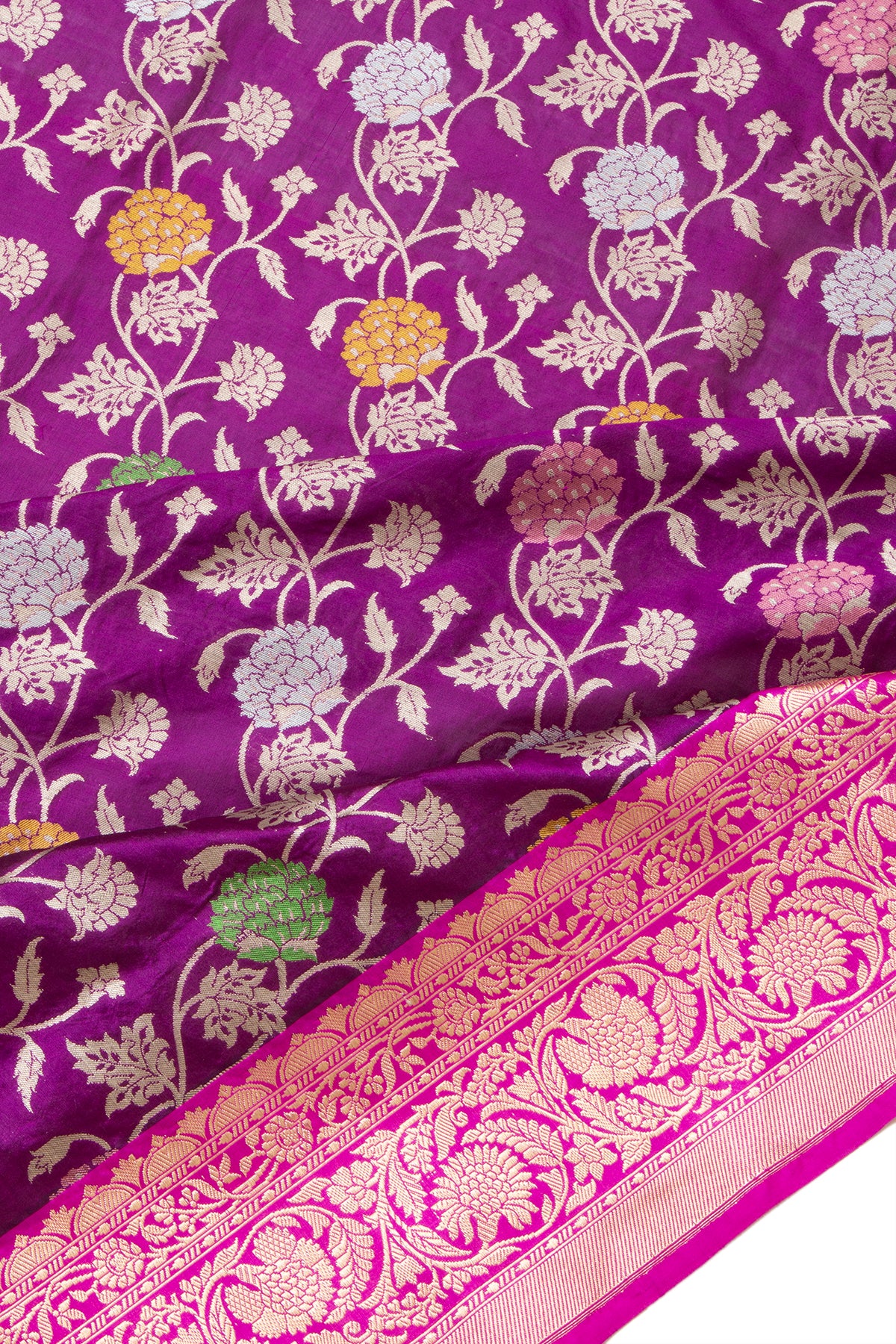 Banarasi Silk Meenakari And Jaal Purple Saree