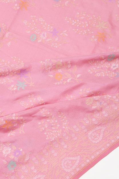 Banarasi Silk Jaal Butta Baby Pink Saree